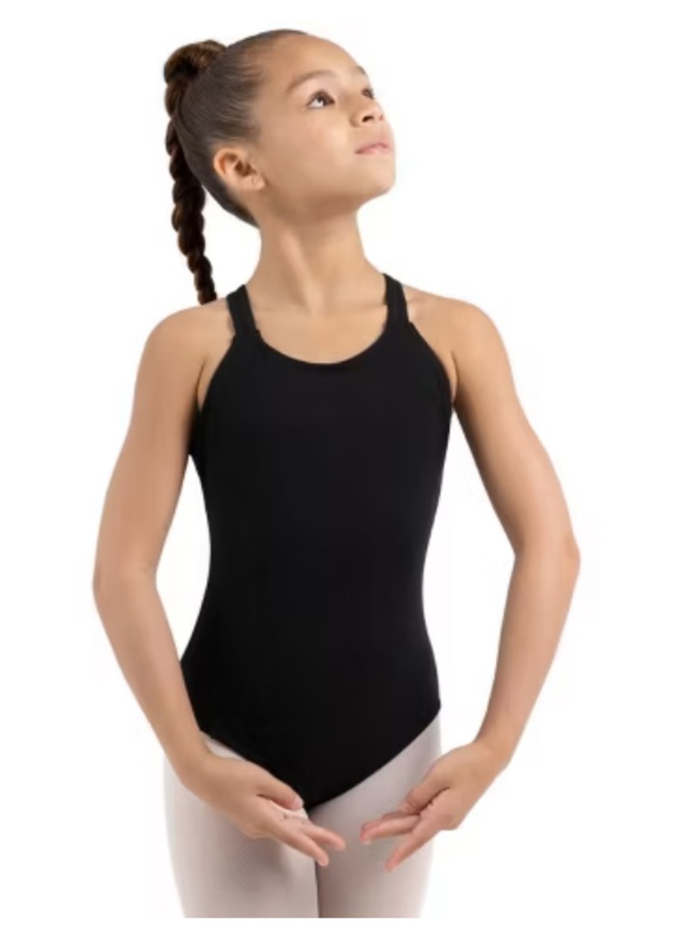 CAPEZIO Leotard Black Crisscross Back Girls Sz M
